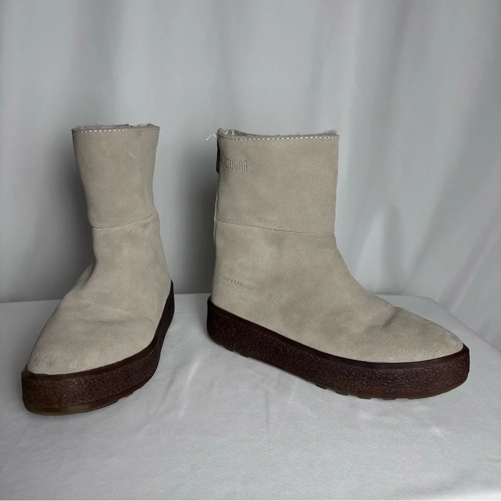 Cougar Button Waterproof Suede Shearling Lined Winter Boots Women’s Grey size 7
